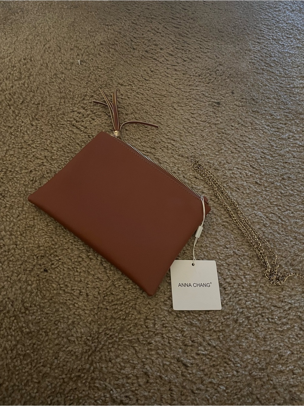 Anna Chang Rust Leather Crossbody Pouch